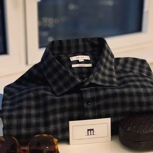 Reiss dark grey button down shirt